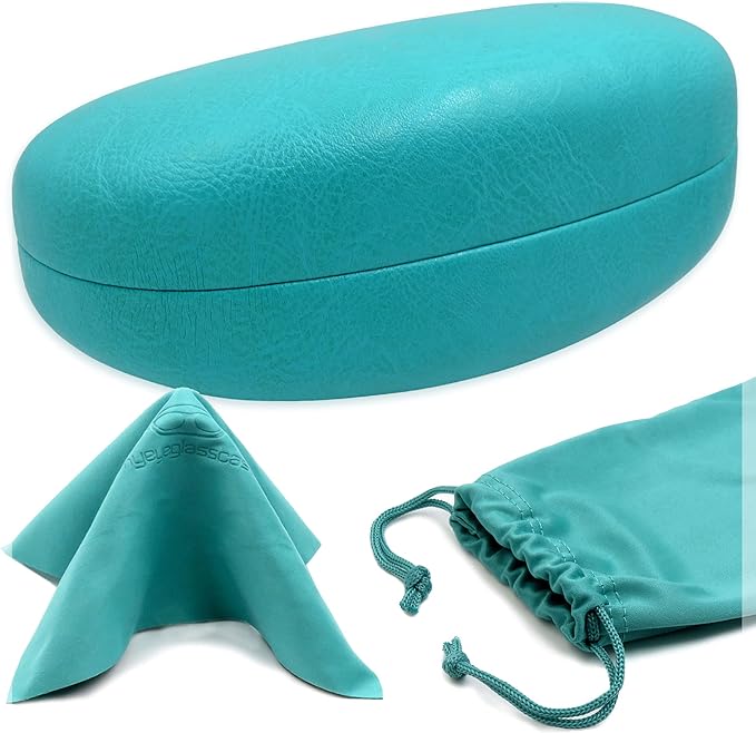 MyEyeglassCase® Large Hard Sunglasses Case | fits Large curved Sunglasses, with microfiber bag and cleaning cloth