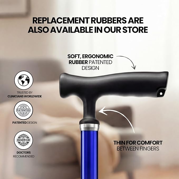 Allay Walking Canes for Men & Women - Adjustable Canes for Women for Stability, Self Standing Wide Quad Pivot Base, Light Weight, Soft Handle Grip and Travel Bag, Walking Sticks for Seniors