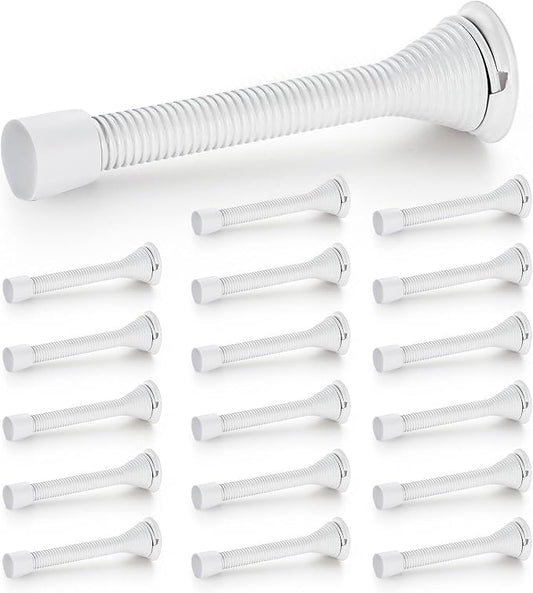 Ravinte Door Stoppers, 18 Pack White Spring Door Stops with Rubber Bumper, Door Stoppers for Bottom of Door