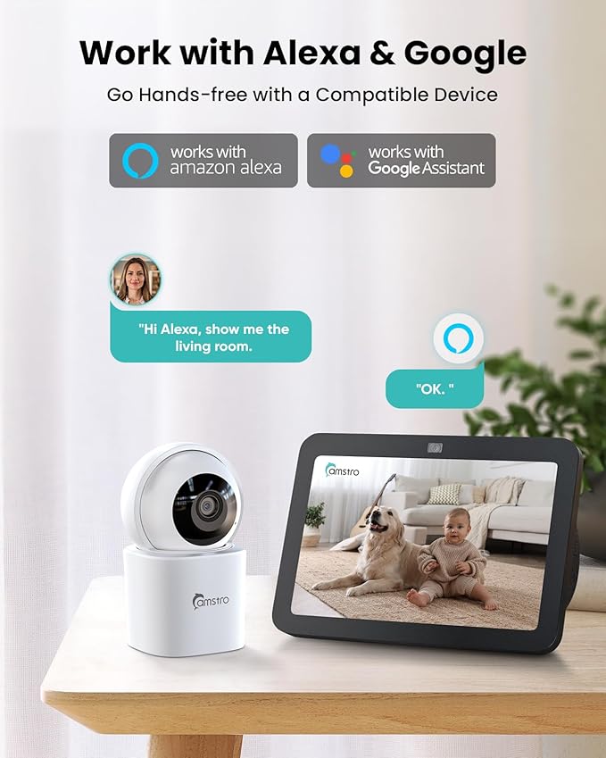 3K Indoor Security Camera 2 Pack, 360° Pan/Tilt WiFi Camera for Home Security, 2.4/5GHz Pet/Dog/Baby Camera with Phone App, Night Vision, Two-Way Audio, 24/7 SD/Cloud Storage, Works with Alexa