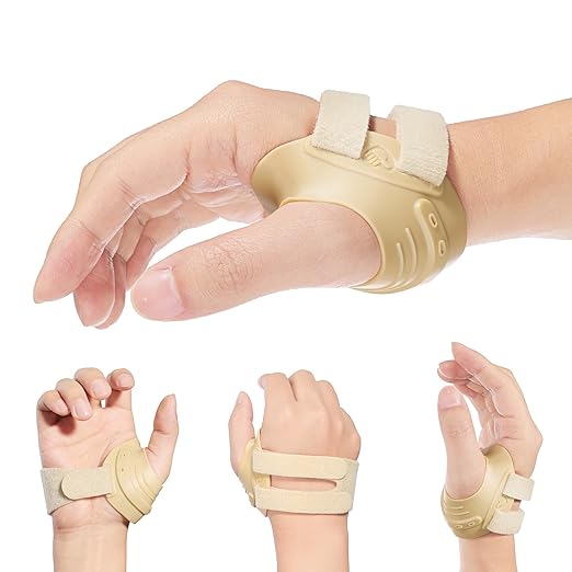 AKSO MEDICOS CMC Thumb Brace - Comfortable Thumb Splint for CMC Joint Pain Relief and Support, Osteoarthritis, Tendonitis, Arthritis, CMC Joint Thumb Arthritis Brace for Women Men (Right Hand, Medium, Beige)