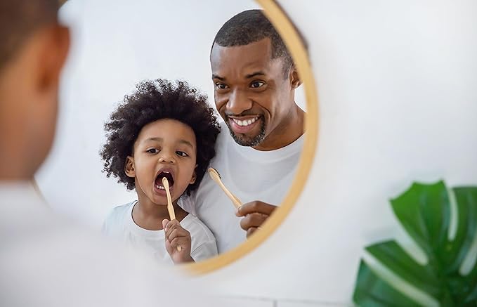 Bamboo Toothbrushes with Soft Charcoal Bristles 1 Unit - Ergonomic Handle Wooden Toothbrushes - Eco Friendly, Low Waste and Biodegradable Toothbrushes