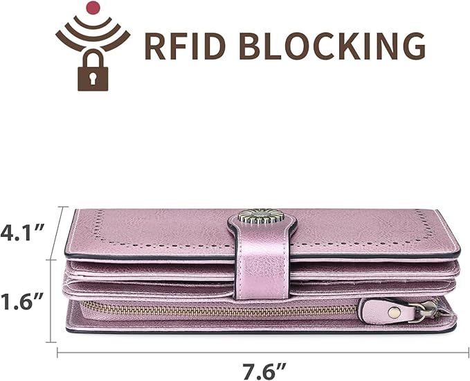 SENDEFN Wallets for Women Leather Credit Card Holder with RFID Blocking Large Capacity Wristlet | with RFID Blocking