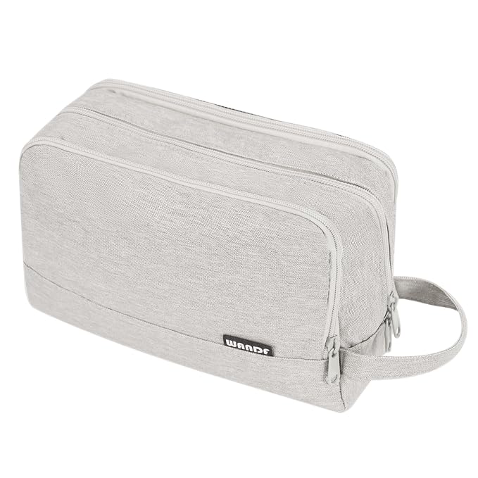WANDF Travel Toiletry Bag for Men, Small Dopp Kit for Toiletries | Water-Resistant Fabric, Travel Bag for Toiletries, Compact Storage, Shaving Accessories, Weekend Trips