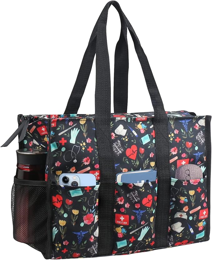 ABAMERICA Nurse Bags for Work Nursing Bag Multiple Pockets Waterproof Organizing Zip Top Clinical Bag for Nursing Students