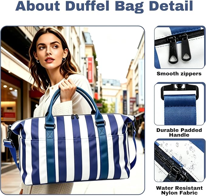 Travel Duffle Bag for Women, Carry On Weekender Tote with Trolley Sleeve | Waterproof overnight bag for gym, sports, hospital stays, labor and delivery; spacious carry-on design for short trips.