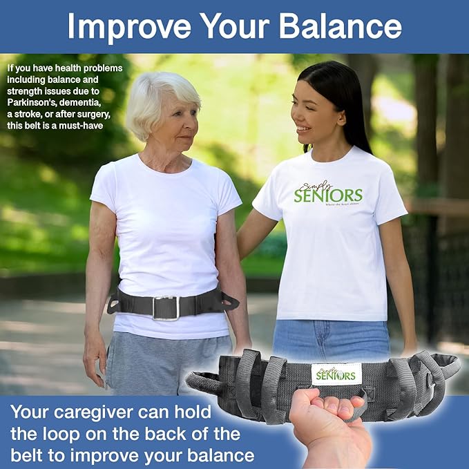 Gait Belts for Seniors with 7 Handles- Transfer Gate Belts Medical for Elderly and Disabled - Easy to Use Quick Release Gait Belt with Handles for Seniors Physical Therapy -Elderly Assistance Products