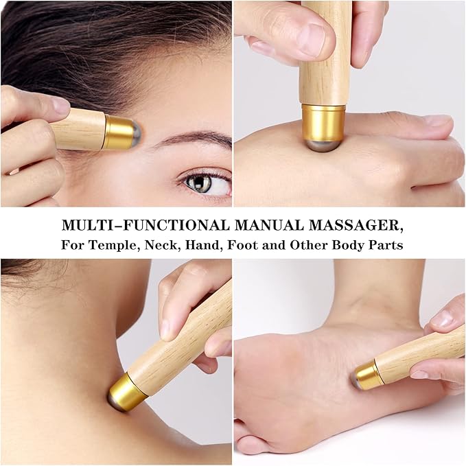 Back Scratcher with 2Pcs Detachable Wide Claws, Heavy-Duty Backscratchers for Women Men Adults Extendable to 62CM, Wooden Handle, Rolling Ball for Body Massage