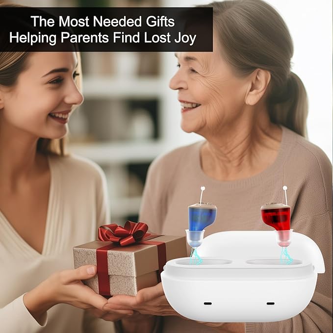 Hearing Aids for Seniors Rechargeable Not Amplifier, OTC In-the-Ear Hearing Aid, Hearing Aides for Adults Men Women Elderly Hearing Loss, Invisible Hearing Ear Buds Earbuds