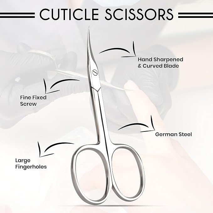 Cuticle Scissors Extra Fine Curved with Case Manicure Scissors for Women & Men Gifts Tijeras para Cuticula Profesional Nail Scissors Stainless Steel Sharp Cuticle Scissors for Nails