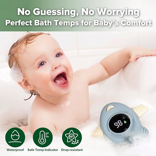 Haakaa Silicone Baby Bath Thermometer – Water Temperature Thermometer for Baby Safety, Floating Infant Bath tub Temp Thermometer for Newborns & Toddlers-Jet
