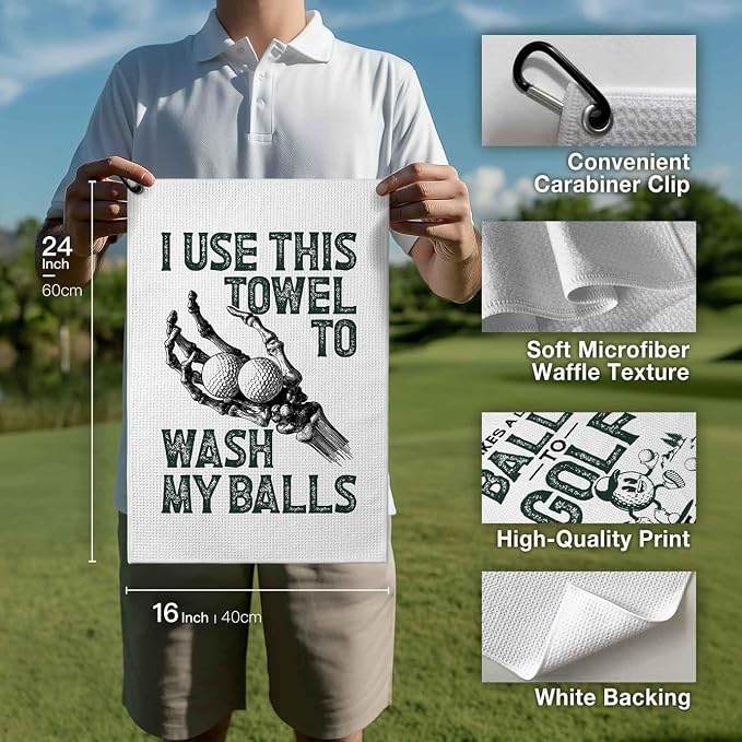 Golf Towels for Golf Bags Women, Funny Golf Accessories for Men,Golf Gifts for Mom Grandma Dad Grandpa,16x24inch Microfiber Golf Towel with Clip On Birthday Christmas Retirement Golfer Gifts