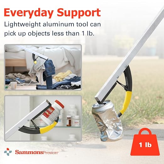 Sammons Preston Reacher, 26" Lightweight Grabber Reacher Tool with Magnetic Tip, Ergonomic Grip & Claw Jaw, Portable Reaching Aid for Seniors, Daily Living & Home Use, Standard Silver, Folding, 3 pack