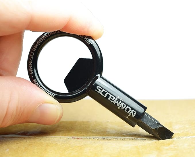Screwpop Screwdriver Universal Magnetic Bit Holder for Keychain | Carabiner Multi-Tool Bottle Opener (Includes Removable Double-Sided Phillips and Flathead Bit)