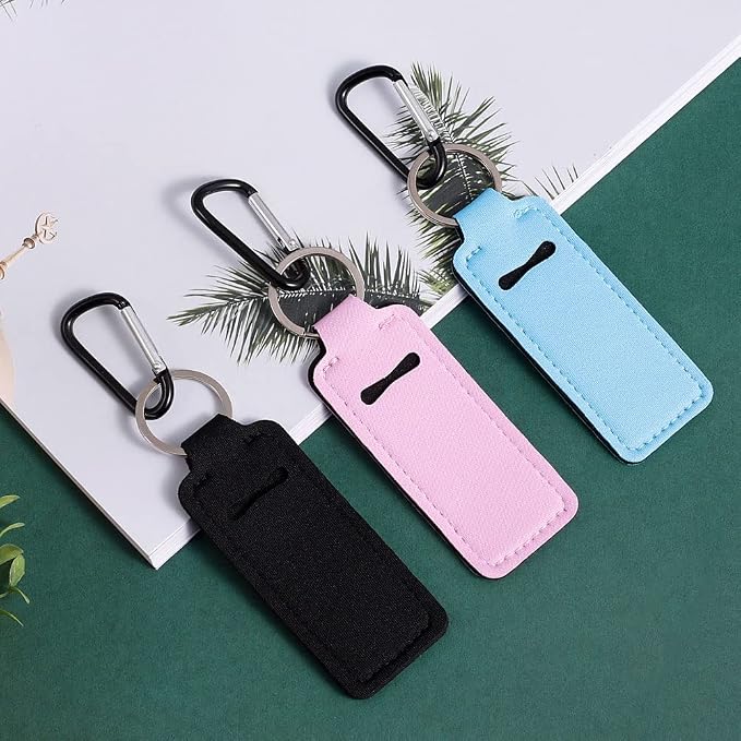 Pengxiaomei 3 Pcs Chapsticks Holder Keychain for Lipstick, Stocking Stuffers for Teen Girls Women Small Christmas Gifts