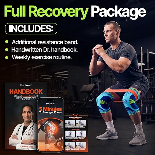 DR. BRACE Elite Compression Knee Brace for Women & Men, (2-Pack) Knee Support Compression Sleeve, Workout Sports Knee Braces for Meniscus Tear, ACL & Arthritis Pain Relief - Check Size Guide Video (Zeus, Small)