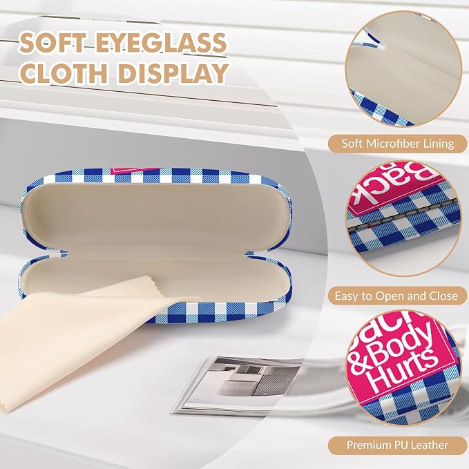 Glasses Case Hard Shell,Portable Protective Eyeglasses Case, Eyeglass Holder Box with Cleaning Cloth, for men women