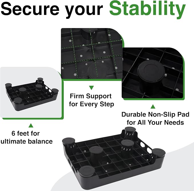 COOL-ANGLE Adjustable Step Stool for High Beds & SUV - Non-Slip Mobility Platform for Seniors, 650lbs Capacity, 3 Heights (3.4"-5.4"), Wide Safety Base for Car & Bath, 16.5"x12.6", Black