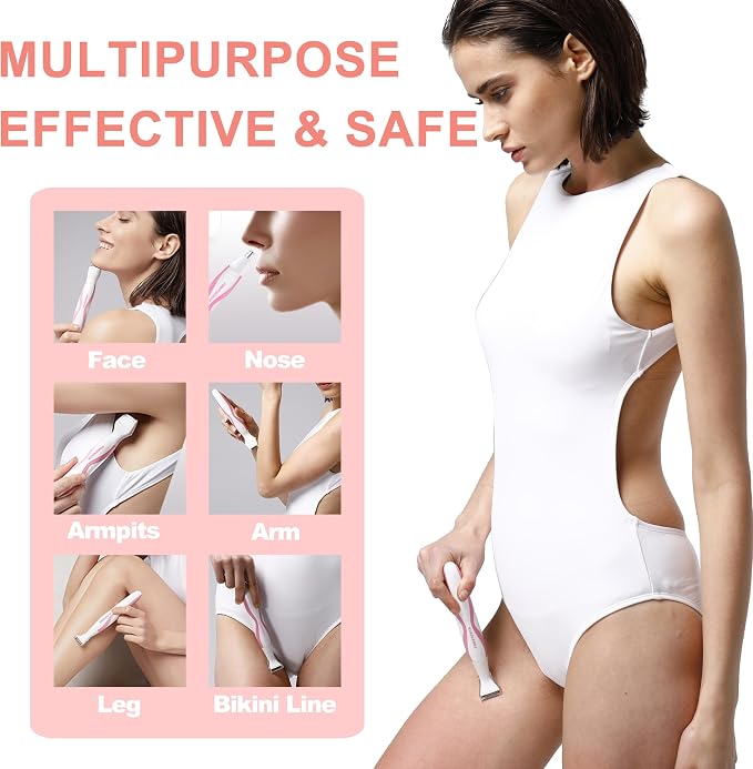 pinkpapaya Nose Hair Trimmer for Women and Men,4-in-1 Electric Facial Hair Removal Portble Waterproof Face Shaver Razor for Nose Ear Eyebrow Peach-Fuzz Lips Chin,Tomato/p9k8