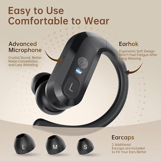 Hearing Aids, Hearing Aid Rechargeable, Hearing Aid for Adults Seniors - Hearing Aid with Portable Charging Case, 5-Level Volume Control - Comfortable Fit