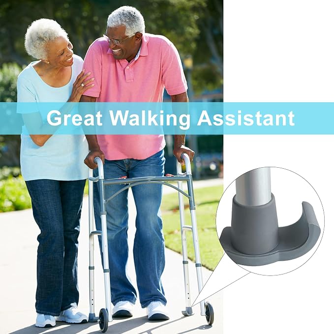 Dotday Walker Skis Glides 8 Pack, Universal Walker Accessories for Seniors | Walker Glides for Folding Walker, Durable Easy-Glide Mobility Aid, Walker Feet Replacement, Universal 1-1/8 inch, Gray