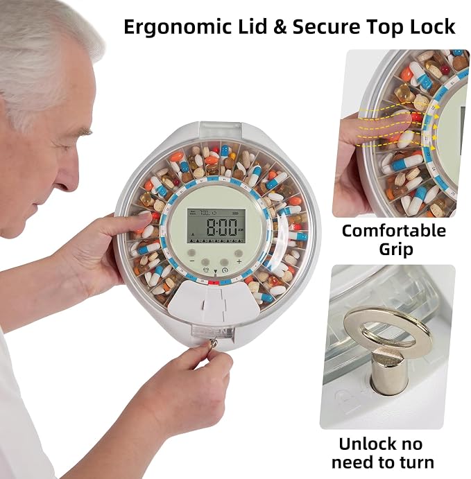 JULOS WiFi Automatic Pill Dispenser with Remote App Monitoring for Elderly | Adherence Tracking Medication History, Up to 9 Alarms, Sound & Light Reminders, for Seniors, Dementia & Alzheimer's Care