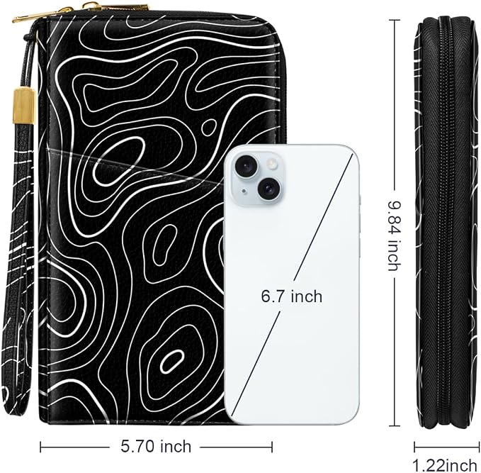 Family Passport Holder Wallet RFID Blocking Document Organizer | PU Leather Mulit-purpose Travel Wallet Credit Cards Case for Women Men, Topographic