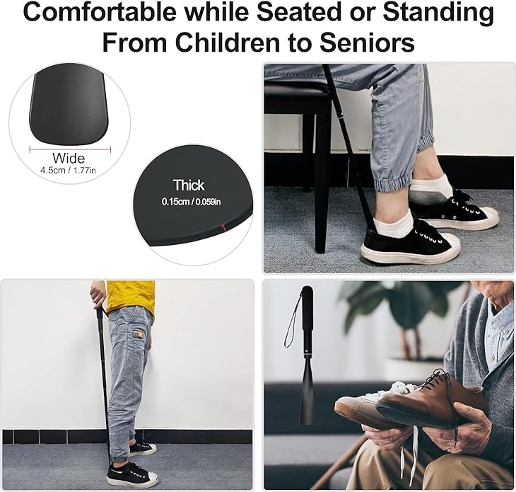 TriPro Shoe Horn Long Handle -15"-37" Telescopic Metal Shoe Horn Adjustable Length, Aluminum Alloy, Portable Long Handled Shoe Horn, Shoe Horn Long Handle For Seniors Men Women Kids