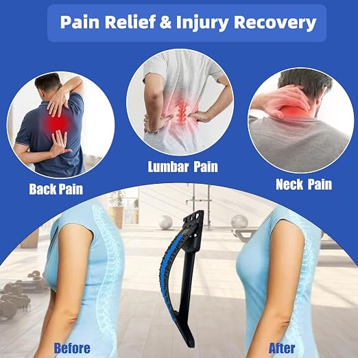 Back Stretcher, 3 Level Adjustable Lumbar Back Cracker Board, Back Pain Relief Device, Back Massage, 84 Massage Points and 10 Magnetic Points, Relief for Lumbar Area Pain, Scoliosis Aid, Spine, Herniated Disc, Lumbar Support Board, Extra NBR Pad & Sili...