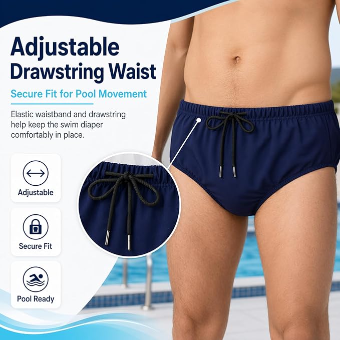 AQX Reusable Adult Swim Diapers Special Needs, Incontinence Swimwear S | Waterproof Adult Diapers for Swimming, Washable Pool Underwear for Seniors Incontinence Special Needs, SPA, Beach or Travel