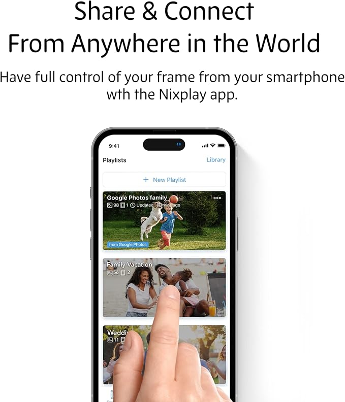 Nixplay Smart Digital Picture Frame I 10.1 inch I WiFi I Black I Shared Family Playlists I Mobile App, Email I Preload Content for a Gifted Frame
