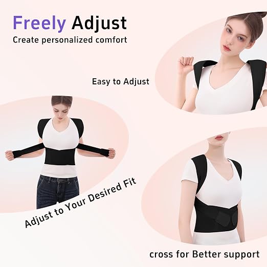 Posture Corrector for Women and Men Back Brace Upper Back Support Adjustable Breathable Shoulder Straightener Hunchback Correction Clavicle Back Pain Relief Comfortable Daily Wear Black Small
