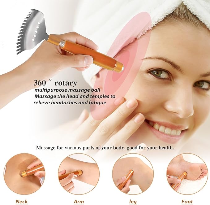 Back Scratcher, Metal Back Scratcher Telescopic Wooden Handle with Steel Roller Ball- Wide Claw, Portable Face Head Scalp Butt Scratcher Back Massager Tool