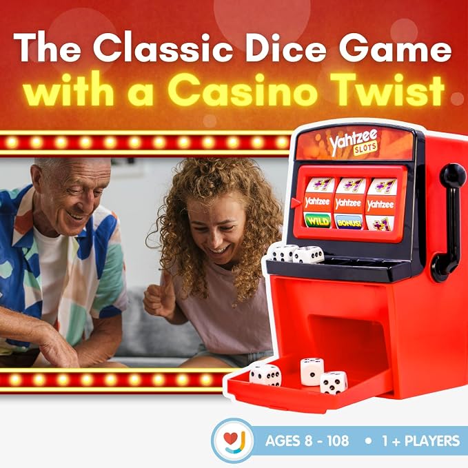 JOY FOR ALL Yahtzee Slots Game - Senior Friendly Dice & Slot Machine Combo - Easy to Read Score Sheet - Cognitive Activity for Older Adults & Families