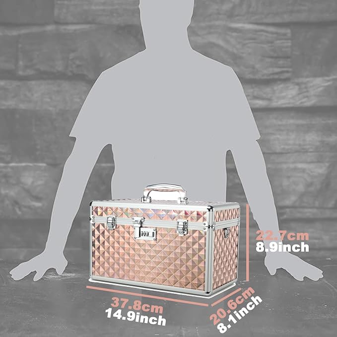 Storage Lock Box with Combination Lock, Lockable Medicine Storage Box, Empty First Aid Box, Security Lock Box, Multipurpose Locking Box for Home and Outdoor Use (Champagne, X-Large)
