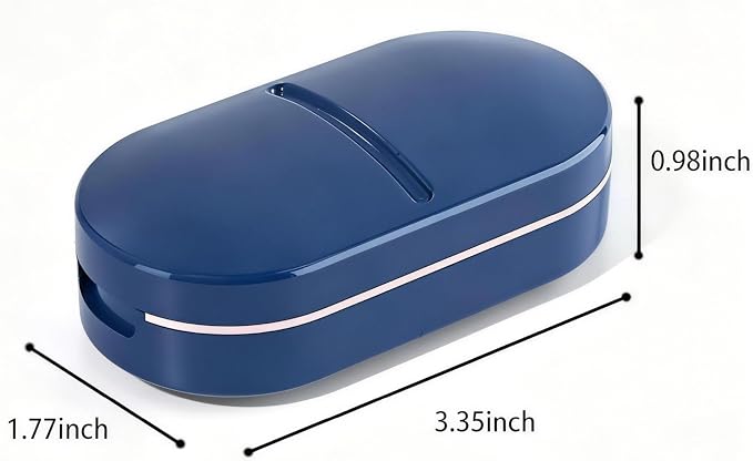 Pill Splitter with Stainless Steel Blade, BPA-Free Pill Cutter, V-Shaped Precision Pill Cutting Device, Portable Travel Pill Divider for Cutting 1/2 1/4 1/8 Small Medium Pills (Blue)