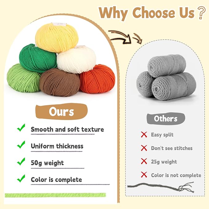 Katech Cotton Acrylic Blend Yarn for Crocheting-Crochet Yarn Set (Yellow | 55% Cotton 45% Acrylic#3 DK (Light)-Super Soft Milk Cotton Yarn-Great Crochet and Knitting Starter Kit for Colorful Craft