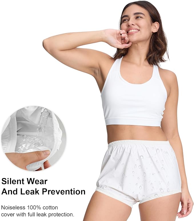 Womens Waterproof Incontinence Pants Leakproof Adult Diaper Covers Plastic Rubber Underwear Alternative(White，4XL)