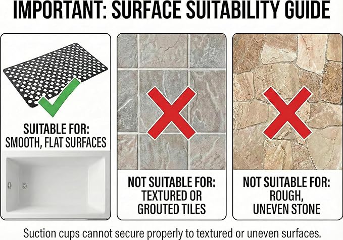 Nonslip Bathtub Mat Extra Soft TPE Bath Mat for Kids, Machine Washable Bathroom Shower Mat(Black, 30L x 17W Inch)