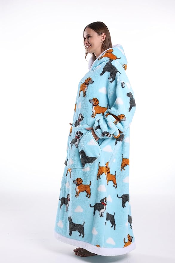 Blanket Hoodie, Long Hooded Blanket Sweatshirt as Birthday Gifts for Women Men, Long Wearable Blanket for Women Men.