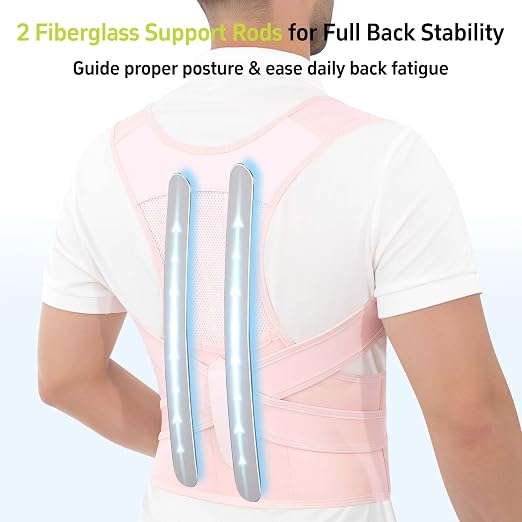 Posture Corrector for Women and Men Back Brace Support Straightener Scoliosis Upper Spine Instant Upright Hunchback Correction Kyphosis Fixer Adjustable Shoulder Straps Breathable (Pink L)