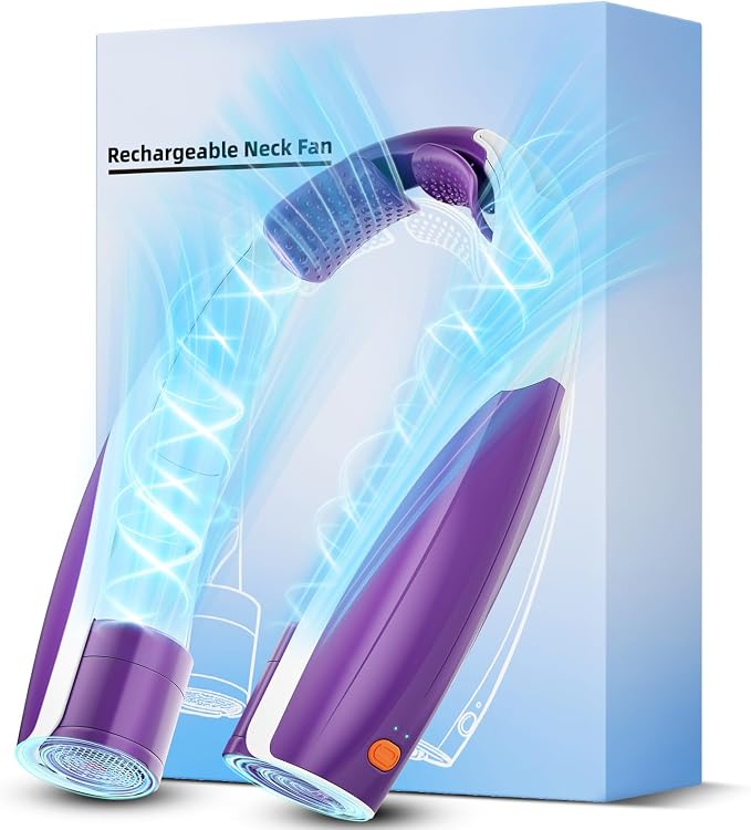 Portable Neck Fan, 6 Speeds Rechargeable Personal Fan with AI Chips, Hands-Free 360° Faster Cooling Wearable Fan, Ultra Quiet for Home, Office, Travel, Indoor, Outdoor - Purple