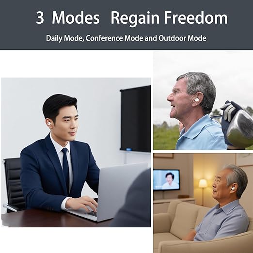 Rechargeable Hearing Aids for Seniors with Noise Reduction | OTC Hearing Aids for People with Mild Moderate Severe Hearing Loss| Automatic Noise Cancelling Comfortable Design and Wear - White