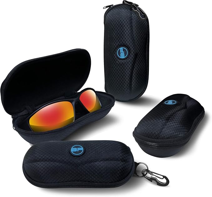 BLUPOND Sunglasses Case Semi Hard EVA Shell with Metal Hanging Hook Belt Clip Sun Glasses Storage