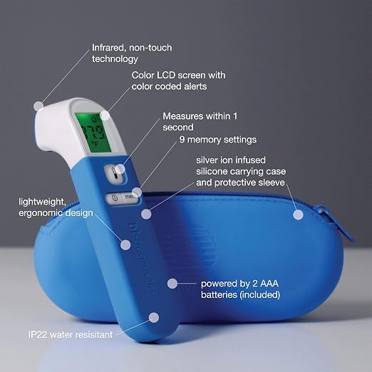 bt-Degree Infrared Digital Thermometer for Adults and Kids Touchless Forehead Temperature for Baby, Results in 1 Second, 9 Reading Memory, Color LCD Screen, Audible Fever Alert