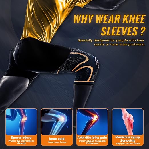 Copper Knee Braces for Men and Women (2 pack) -Knee Supports Copper Compression Knee Sleeve for Knee Pain, Arthritis, Sports and Recovery Support (3X-Large)