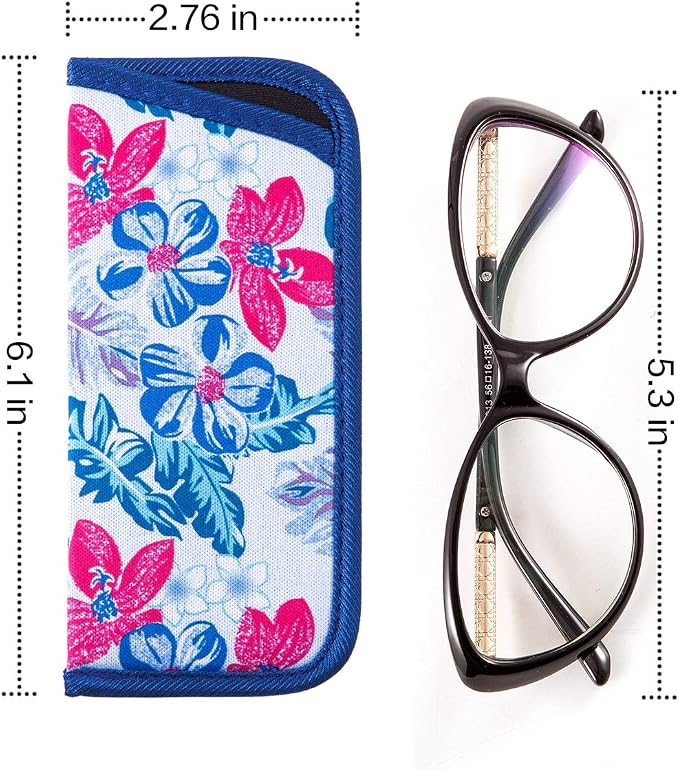 TRIUMPH VISION Reading Glasses Pouch Eyeglass Sleeve Soft Case Slim 3 Pack | Alternative to Bulky Case Lightweight，Neoprene Lined Padded Protect Optical lens Slip in, Cute Pattern Portable for Daily Use