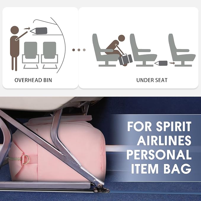 WANDF For Spirit Airlines Personal Item Bag 18x14x8 Underseat with Wet Pocket & Shoe Compartment & Tsa Approved Toiletry Bag