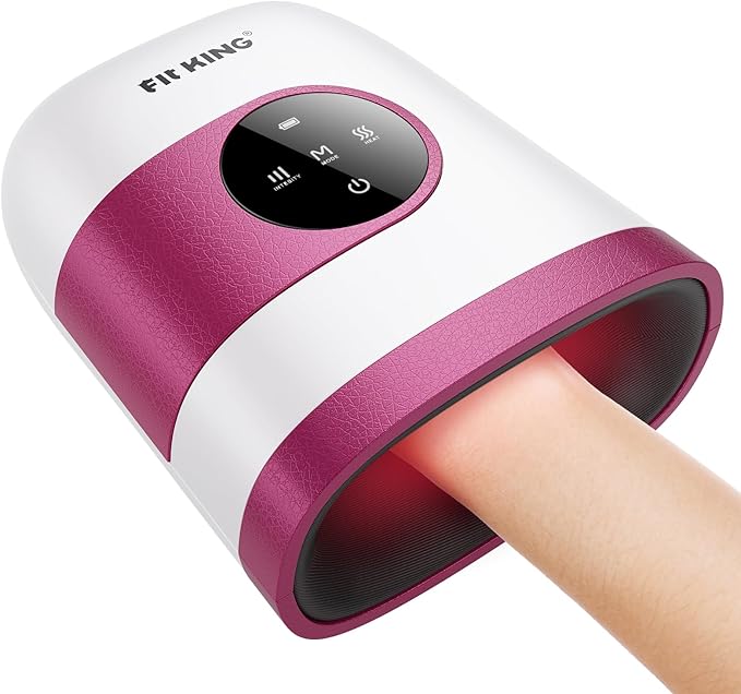 FIT KING Hand Massager with Heat for Hand Massage and Arthritis Carpal Tunnel Finger Numbness Relief - Cordless & Portable & Touch Screen - Birthday Gifts for Wife Mom Girlfriend