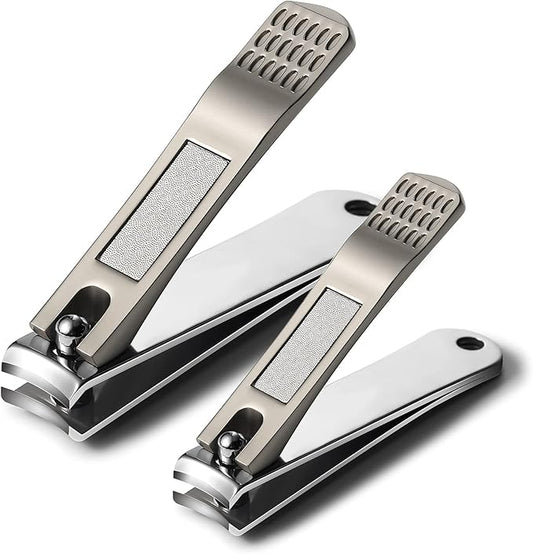 BEZOX Nails Clipper, Ergonomic Toenail and Fingernail Clipper with Non-Slip Design, Professional Nail Cutter for Men and Women, 2 Pcs Nail Trimmers - Grey